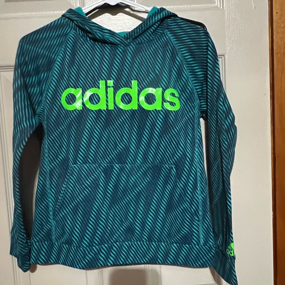 Adidas Teal and Lime Hoodie